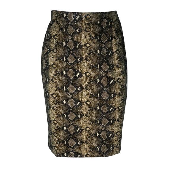 Vintage Yves Saint Laurent Encore Faux Snakeskin Skirt US 12 Pencil Skirt - Picture 1 of 7